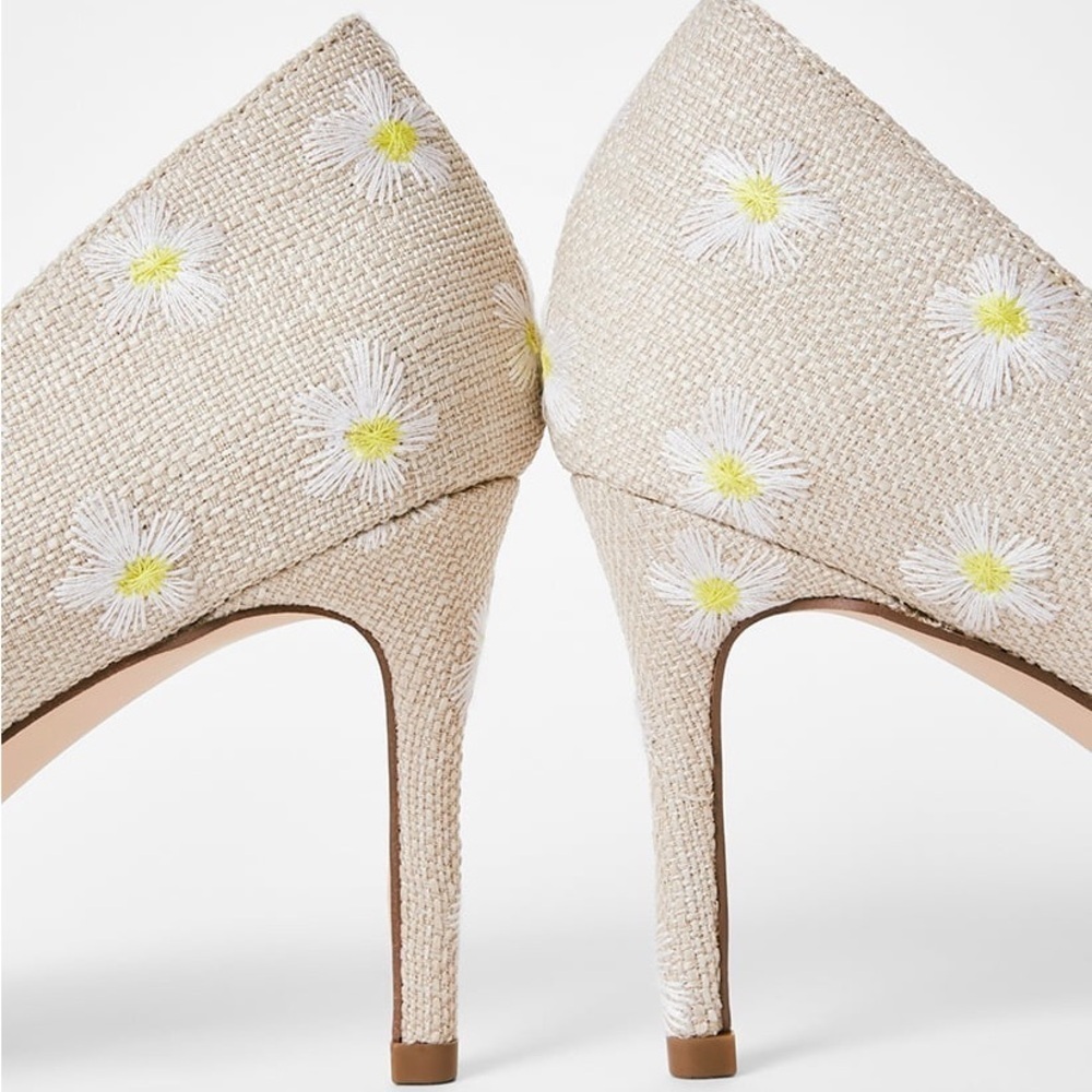 JUSTFAB Khloy Classic Pump Beige Floral Women's High Heels Shoes Size 8 - Picture 5 of 11